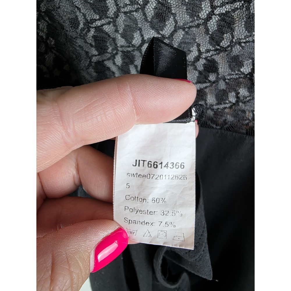 Shein Curve Top Women 2XL Black Lace Yoke Short Sleeve Blouse - Picture 7 of 7